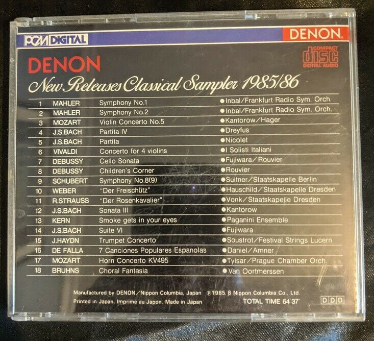 DENON NEW RELEASES CLASSICAL SAMPLER 1985 1986 18 TRACK CD