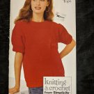 Knitting & Crochet From Simplicity Pattern Book: #491-Knit Tops VINTAGE