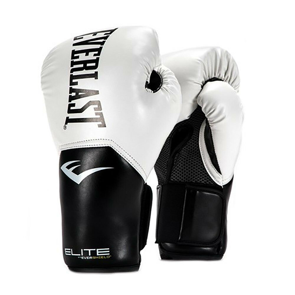 Everlast Elite Leather Training Boxing Gloves Size 12 Ounces, White/232952333091