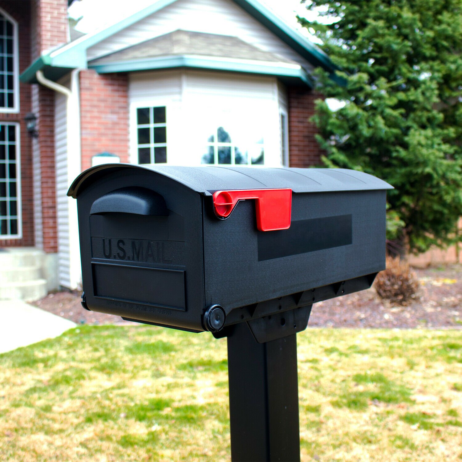 Gibraltar Mailboxes Patriot Large Rust-Proof Plastic Post Mount Mailbox ...