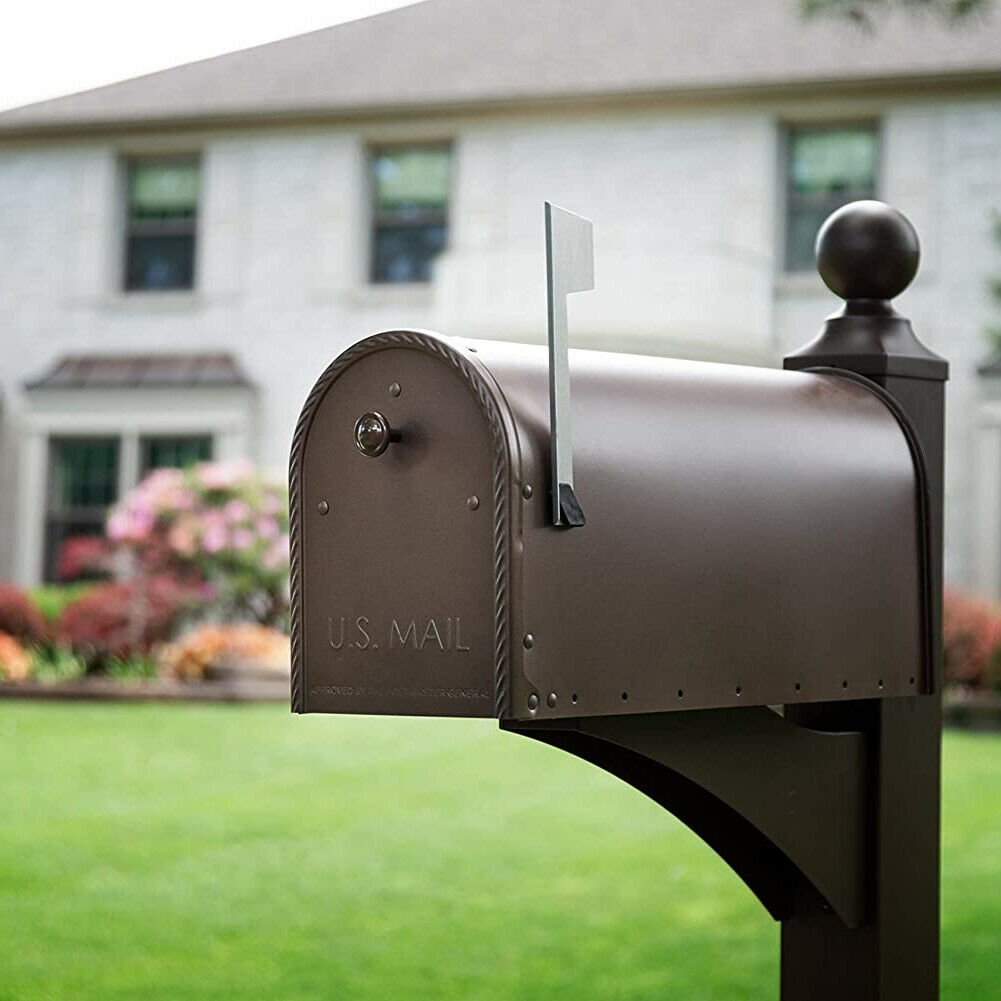 Gibraltar Mailboxes Edwards Steel Large Residential Post Mount Mailbox, Bronze/393021922734