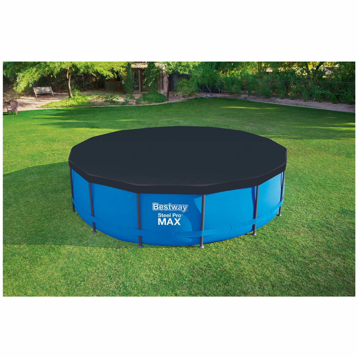 Flowclear 15 Foot Round Steel Pro MAXTM Above Ground Swimming Pool Cover, Black/233594228998