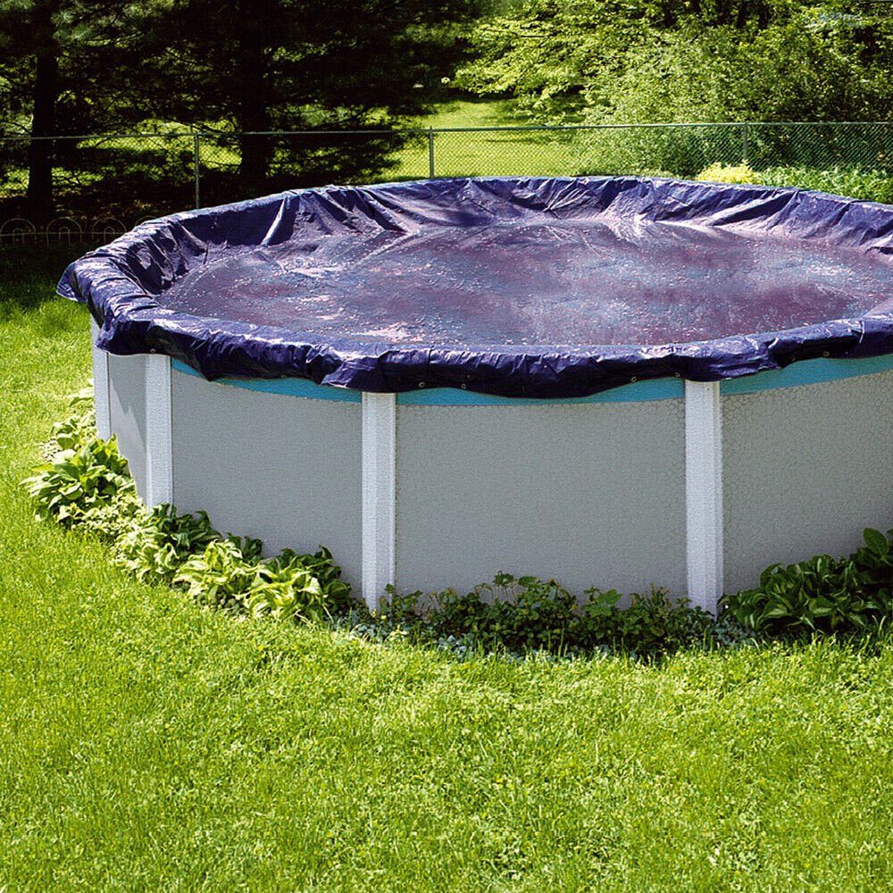 Swimline 21 Foot Round Above Ground Winter Swimming Pool Cover, Blue (2
