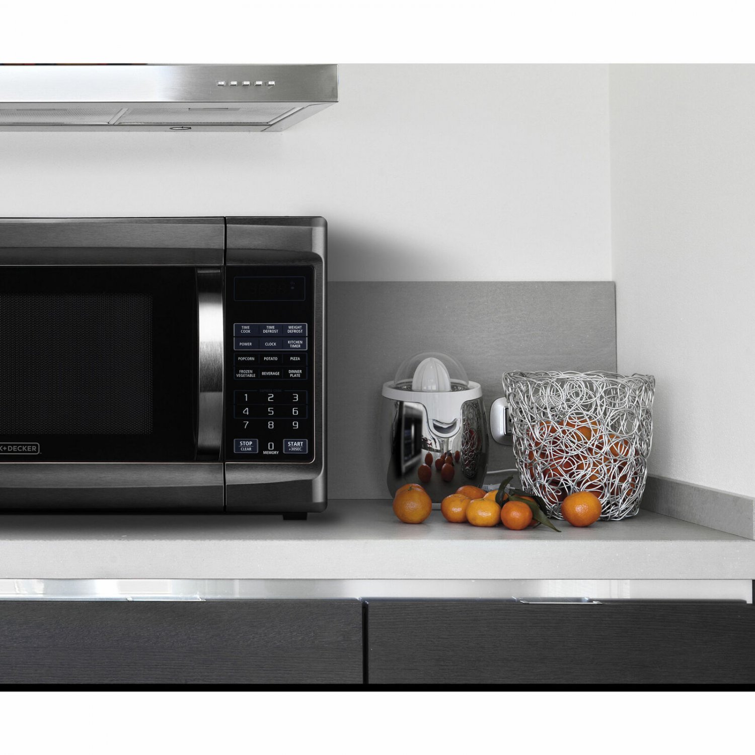 Black+Decker 1000 Watt 1.3 Cubic Feet Microwave Oven, Black Stainless