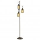 Abode 84 72-Inch Floor Lamp with 3 Glass Champagne Dimple Shades, Bronze/392729217945