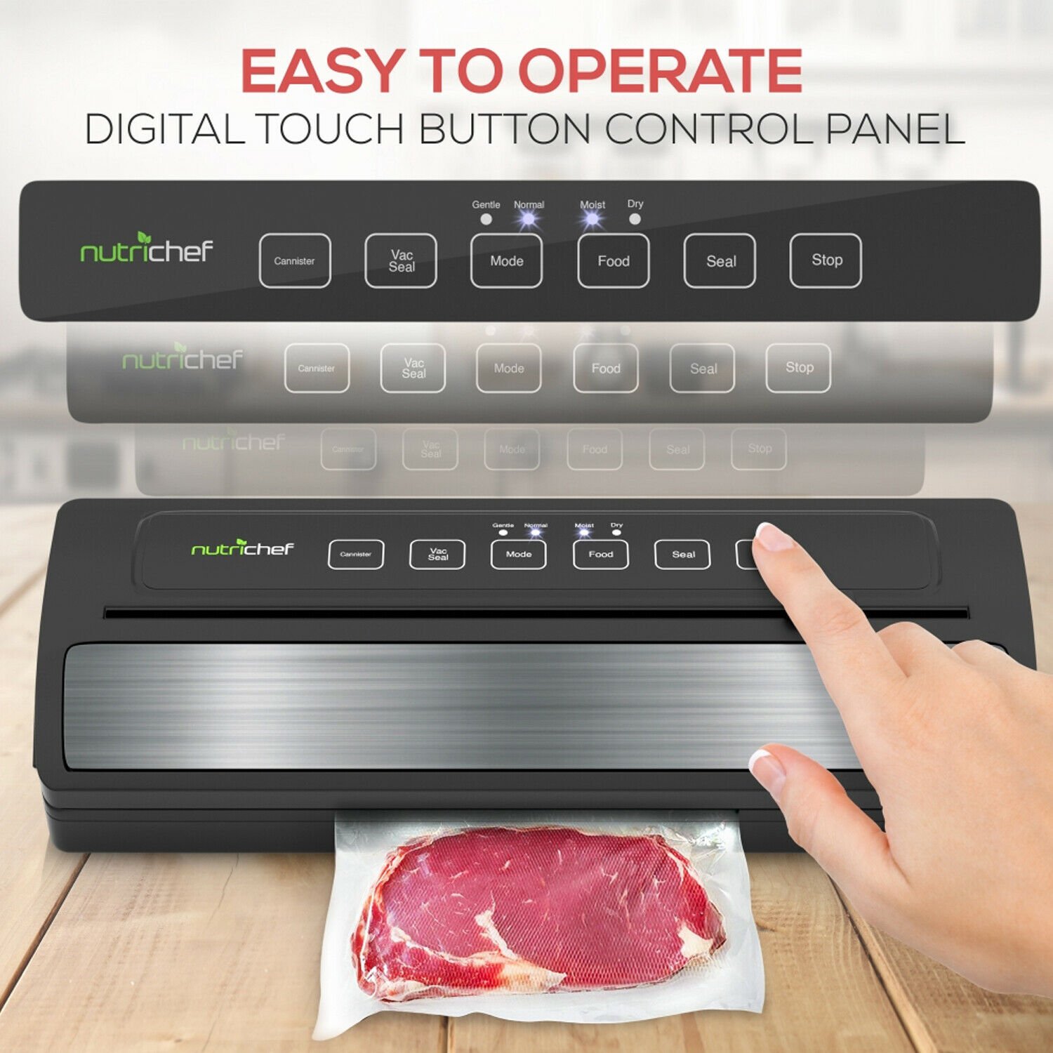 NutriChef PKVS25BK Kitchen Pro Food Electric Vacuum Bag Sealer