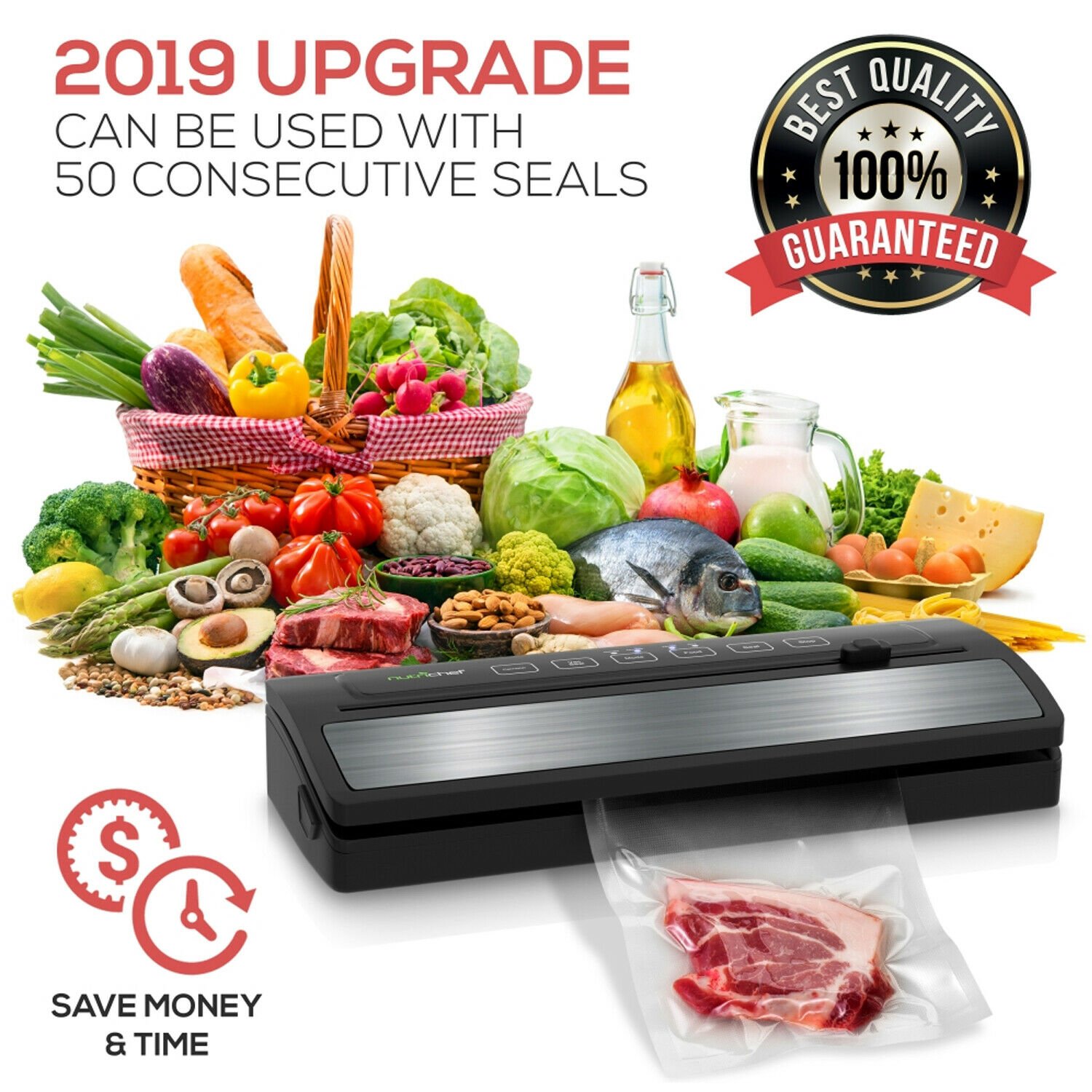 NutriChef PKVS25BK Kitchen Pro Food Electric Vacuum Bag Sealer