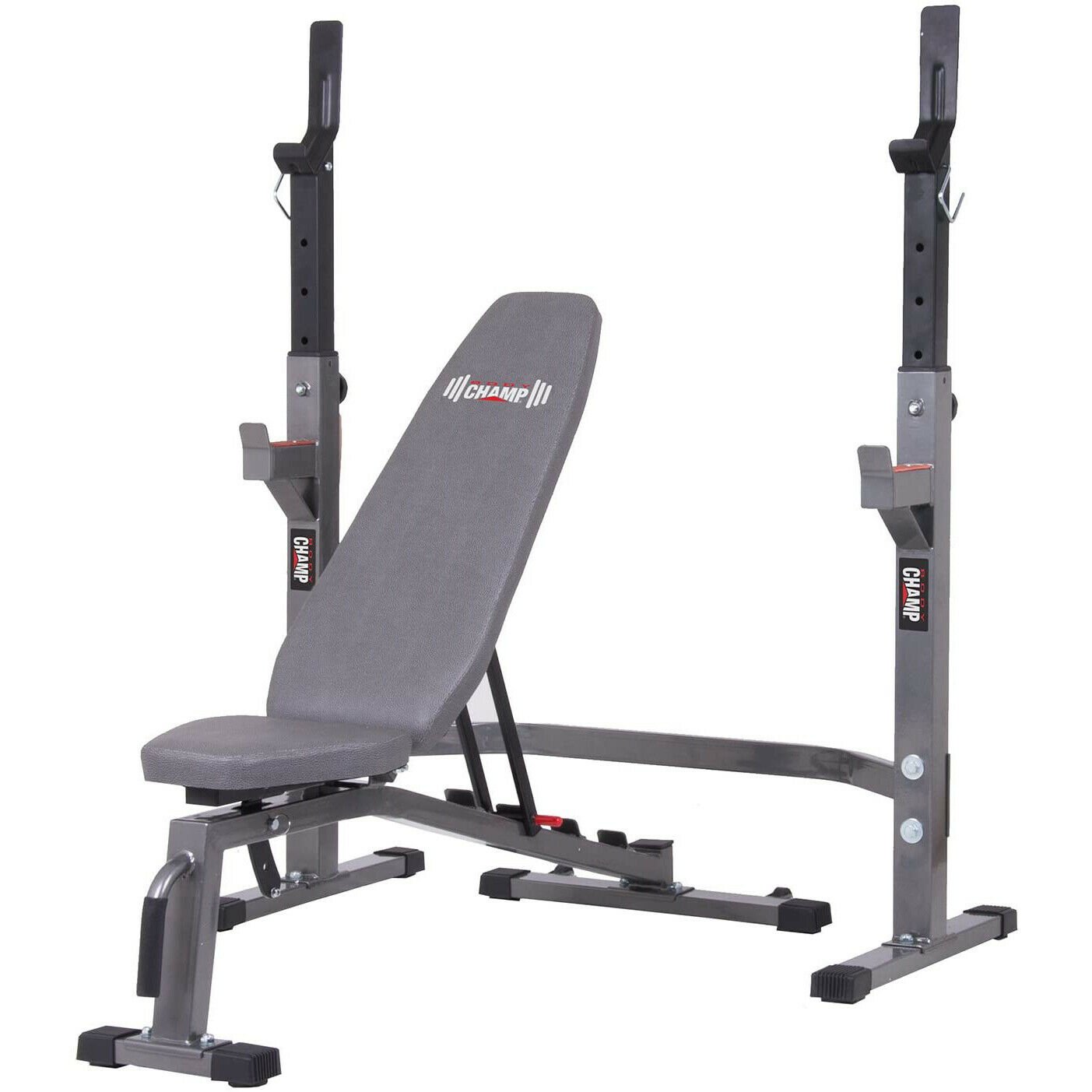 Body Champ PRO3900 Two Piece Set Olympic Weight Bench with Squat Rack, Gray/353220475765