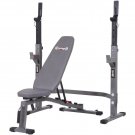 Body Champ PRO3900 Two Piece Set Olympic Weight Bench with Squat Rack, Gray/353220475765