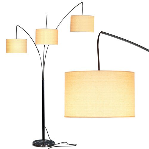 Brightech Trilage 9.5 Watt LED Bulb 3 Lights with Shades Arc Floor Lamp, Bronze 233677406732