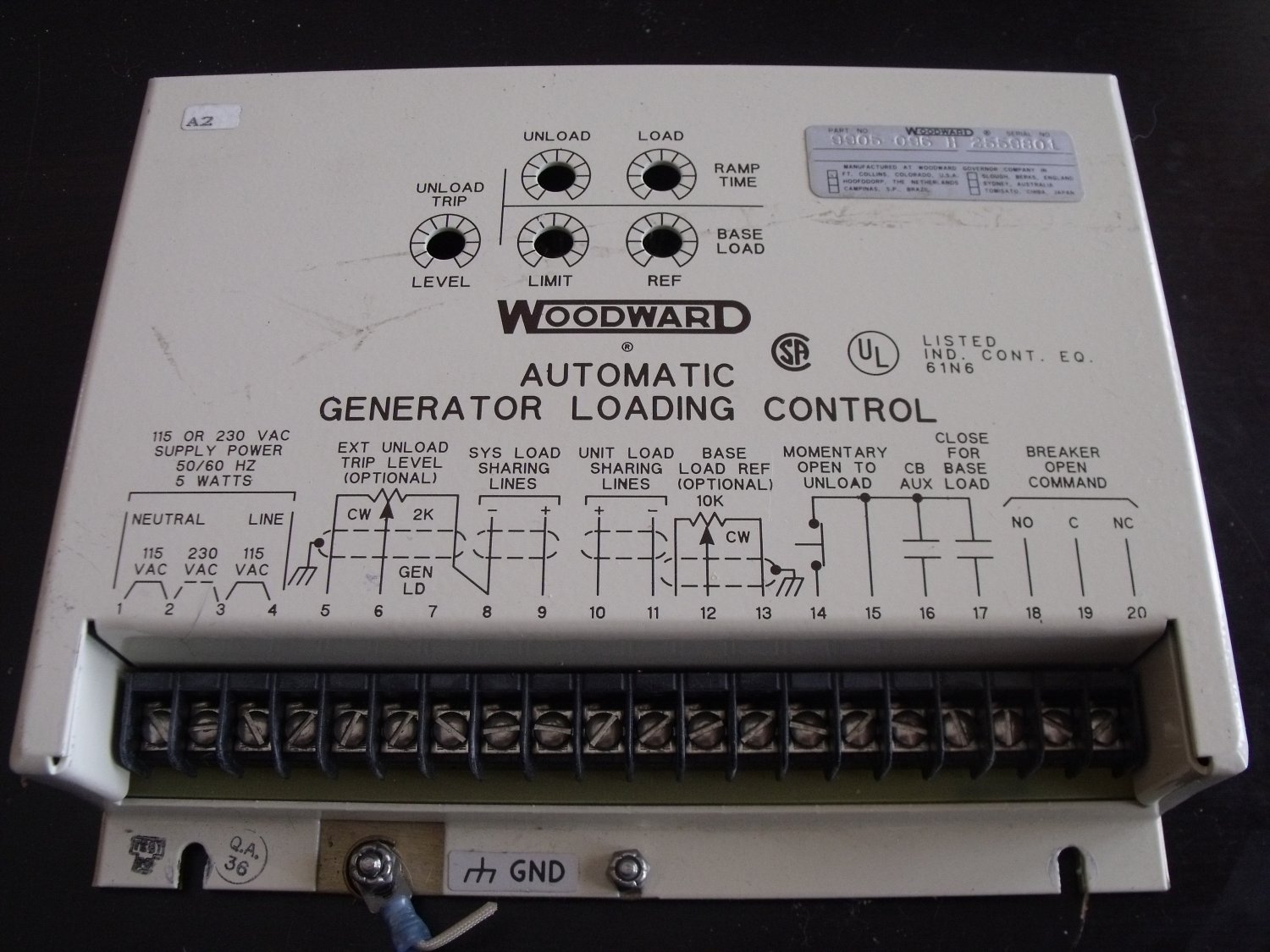 Woodward Automatic Generator Loading Control, P/N 9905-096