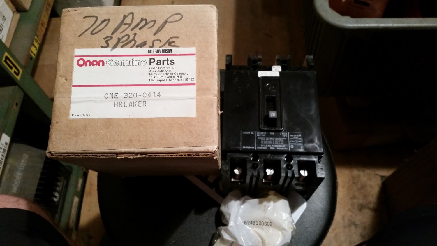 Onan 3200414 Circuit Breaker NEW, 70A 3 Phase