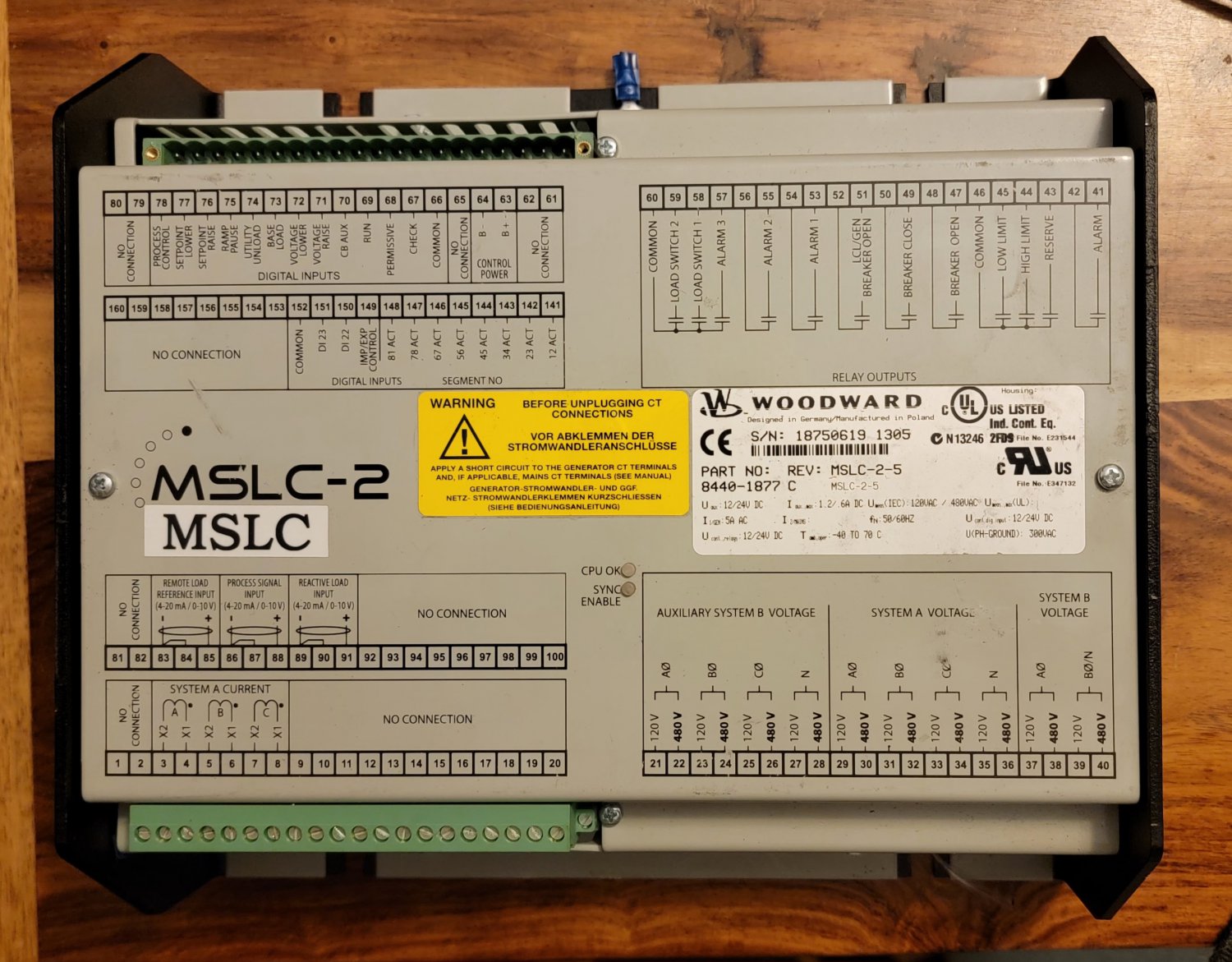 Woodward MSLC-2 Master Synchronizer and Load Control (8440-1877), tested