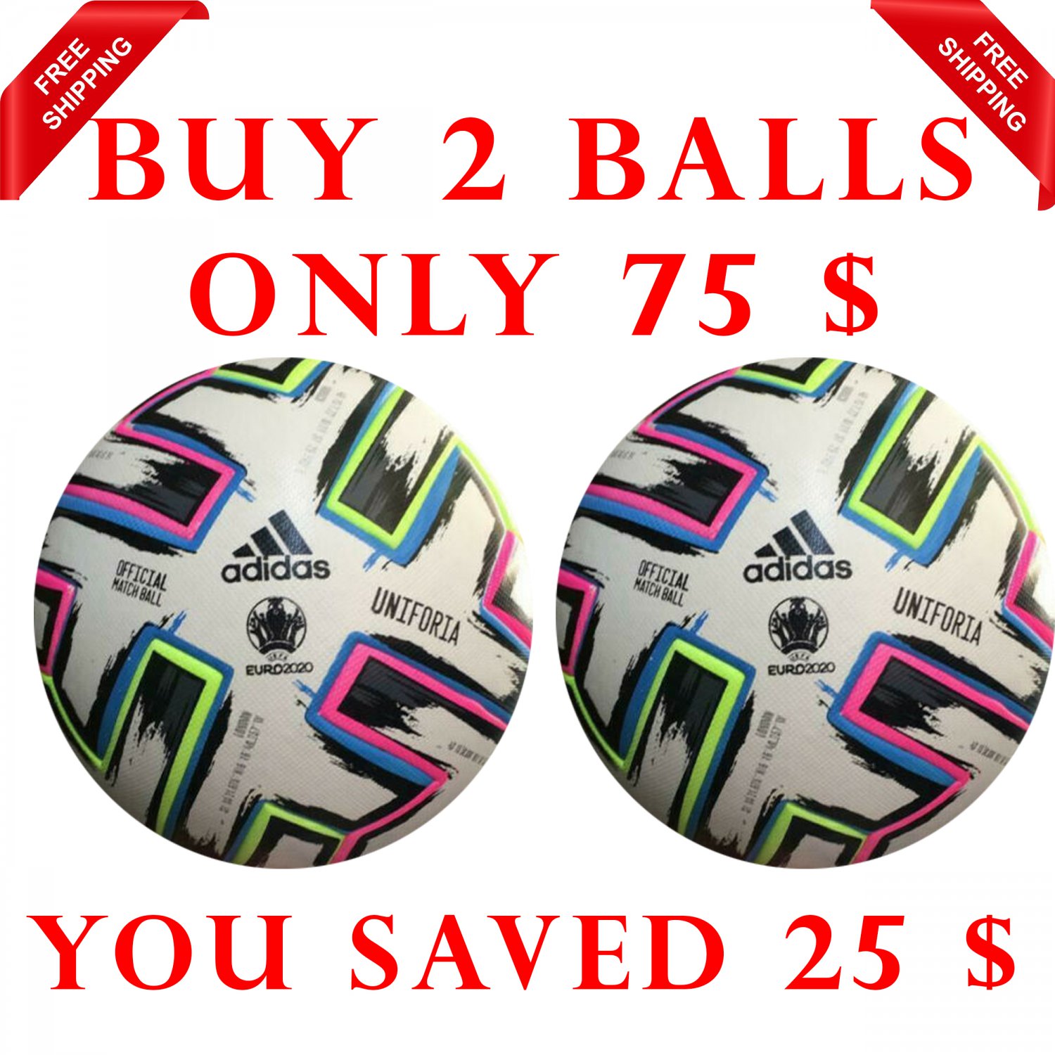 Sale Buy 2 ADIDAS UNIFORIA FIFA SOCCER MATCH BALL 5
