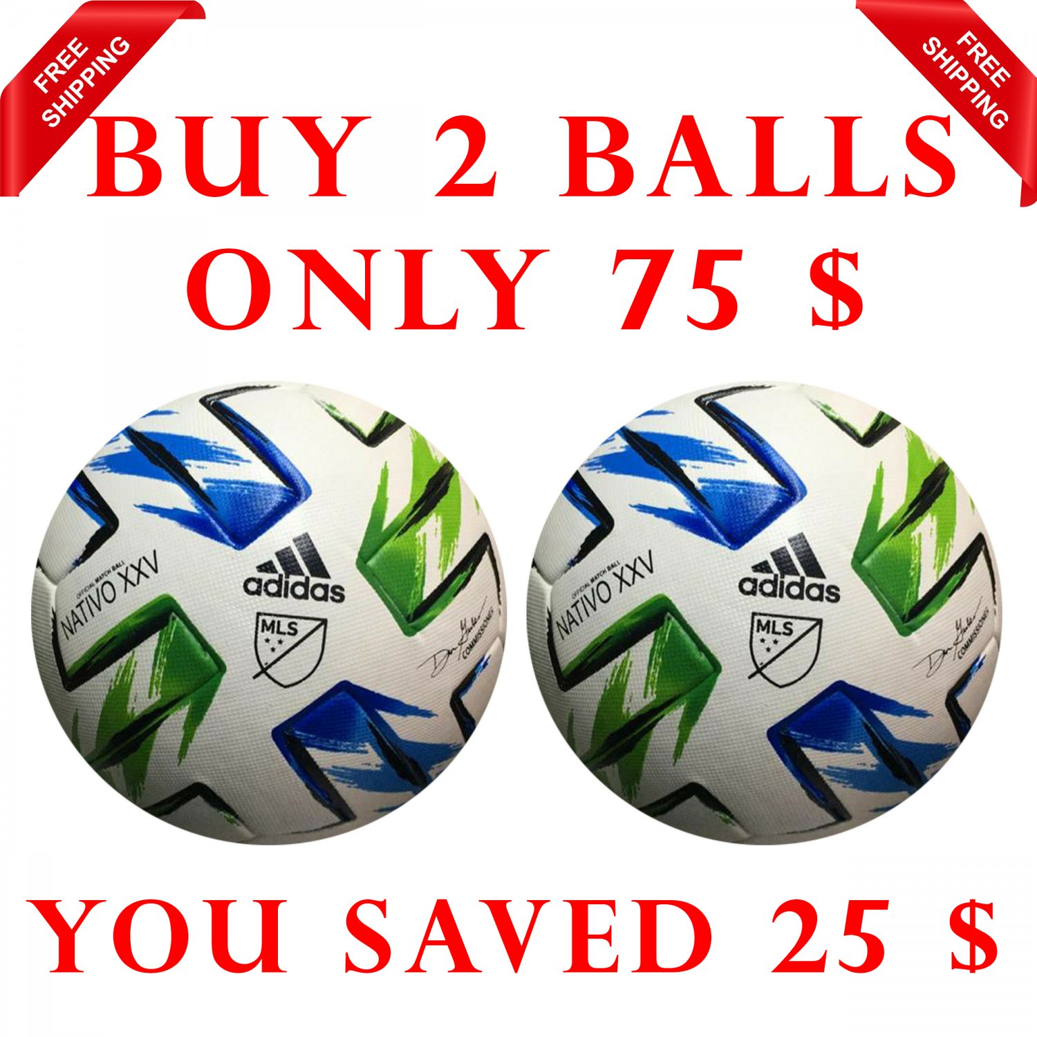 Sale Buy 2 ADIDAS NATIVO XXV MLS CHAMPION LEAGUE SOCCER MATCH BALL 5