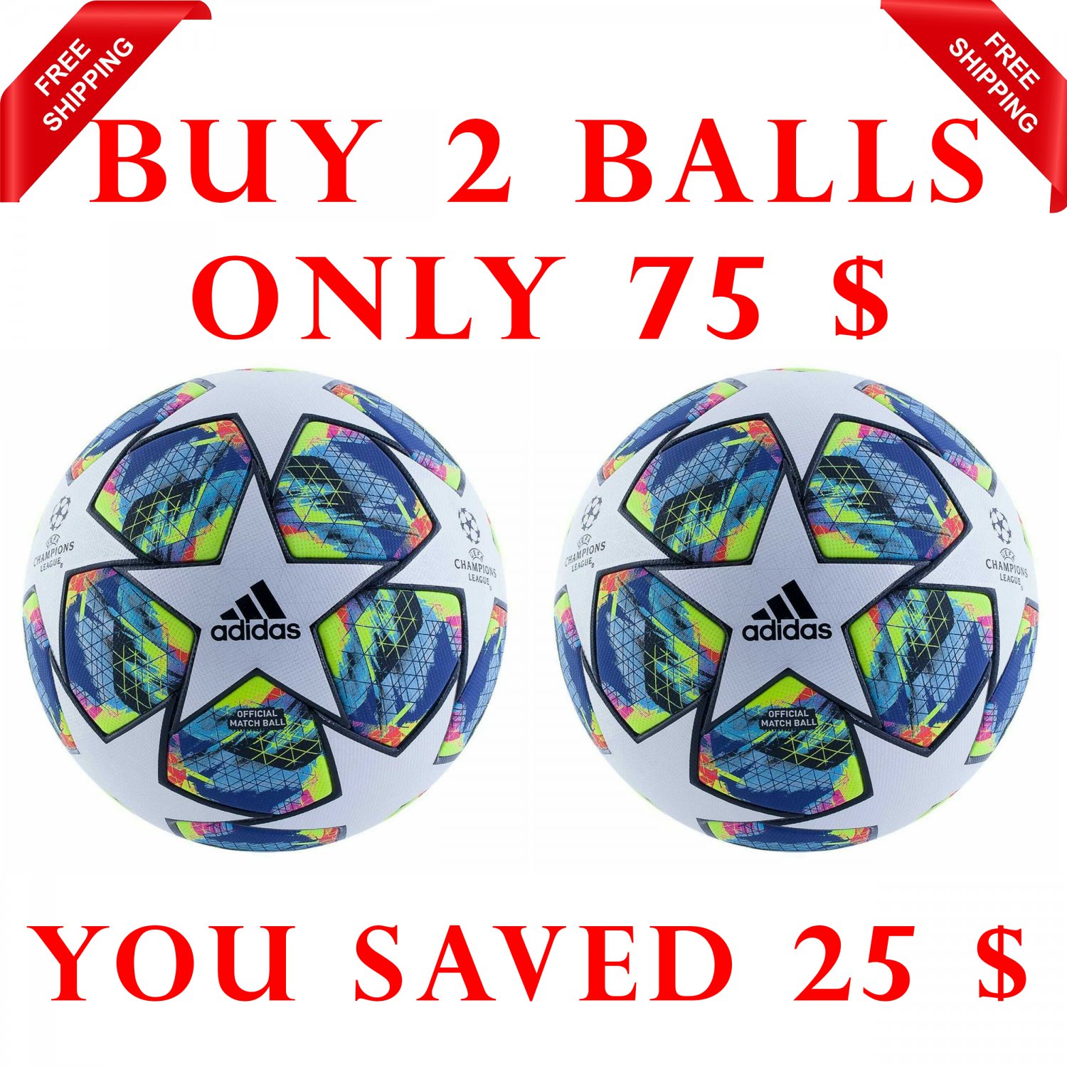 Sale Buy 2 Adidas Champions League Final Authentic 2019-20 SOCCER MATCH BALL 5