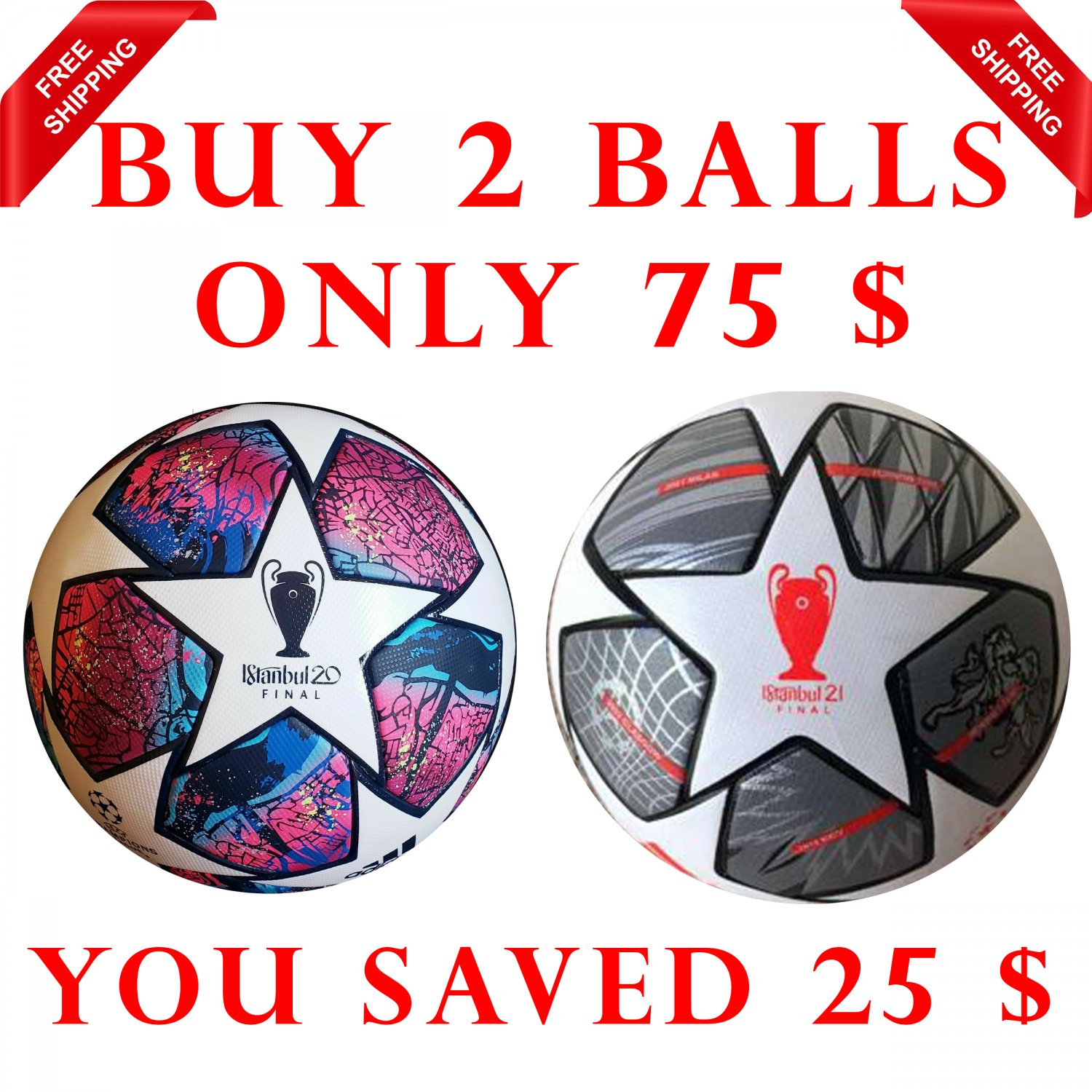 Sale Buy 2 Adidas Soccer Final Istanbul 20 & 21 UEFA Champions League SOCCER Match FootBall Size 5