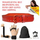 Weightlifting 4" Leather BACK SUPPORT Belt Gym Training Fitness Belt With Accessories Free Shipping