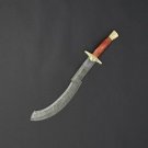 Custom Handmade Damascus Steel Sword Kopesh Viking Hunting Sword With Leather