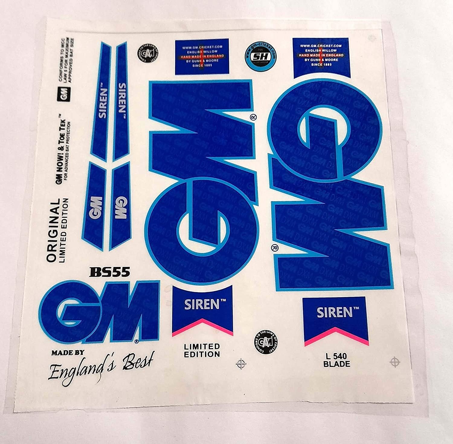 GM Blue Cricket BAT STICKER 3D Embossed Legend CRICKET BAT STICKER US