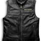 New Customized H-D Leather Motorbike Vest Motorcycle Waistcoat Black