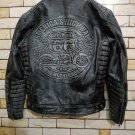 Premium Cow Hide Wax Leather Jacket For Men/Biker Style with Route66 Embossing