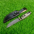 DAMASCUS STEEL CUSTOM HANDMADE HUNTING SKINNER KNIFE - With Leather Sheath DAMASCUS STEEL CUSTOM HANDMADE HUNTING SKINNER KNIFE - With Leather Sheath