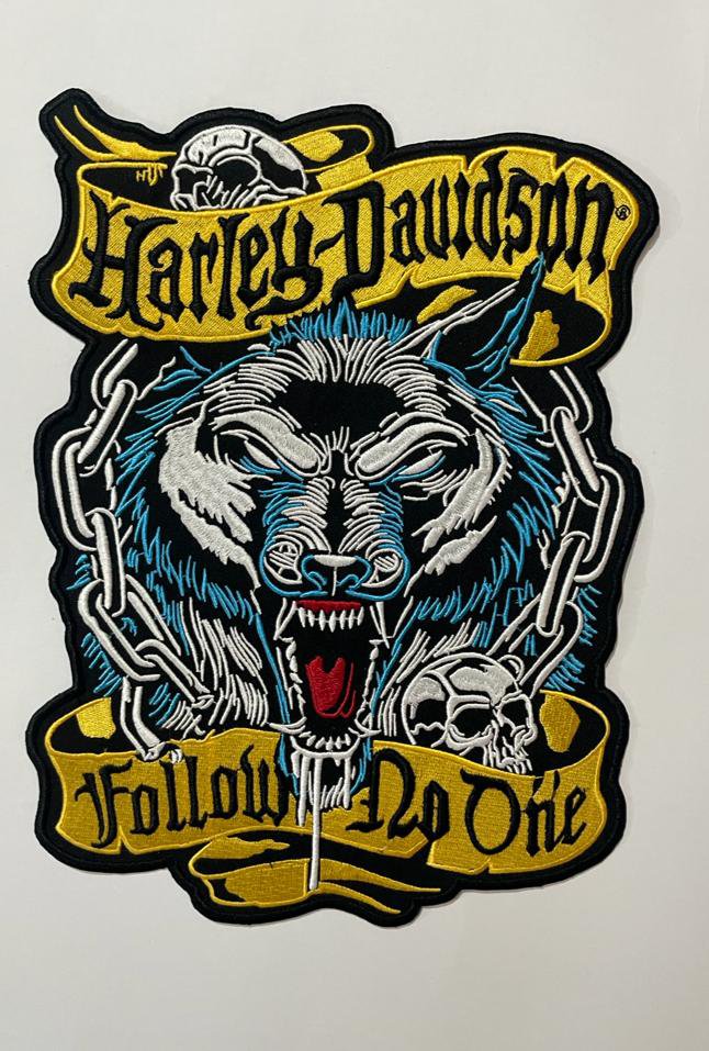 Harley - Davidson Lone Wolf Patch - 12'' Large Embroidery Patches - Iron/Sew On
