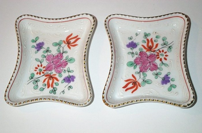 2 Victoria Czechoslovokia Porcelain Dishes With Flowers