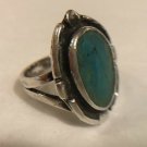 Vintage Silver Navajo Southwestern Turquoise Ring Size 8.75