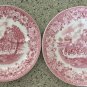 2 Shenango Roselyn Pink Castle Transferware Grill Plates Excellent