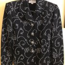 St John Couture Marie Gray Black Sequin Shimmery Size 6 Jacket Blazer