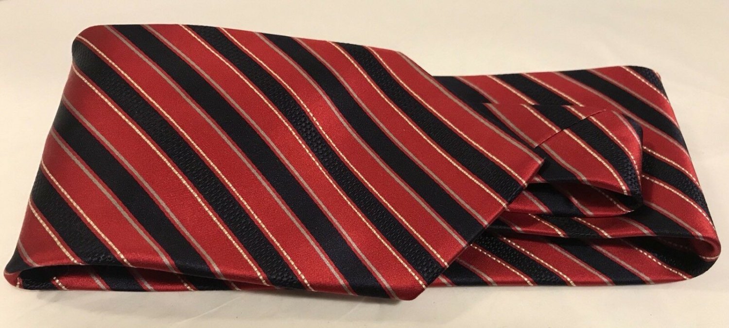 Brioni Hand Made Red Stripe Italian Silk Cotton Mens Luxury Neck Tie