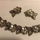 Vintage Beaujewels Beau Jewels Flower Bracelet & Clip Earrings Set