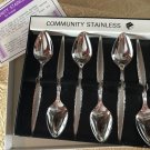 6 Community Stainless Arabesque Pattern Coffee Spoons Demitasse Flatware
