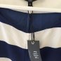 Tibi Womens White & Blue Stripe Short Sleeve Tie Front Crop Top Shirt Small Flaw