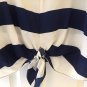 Tibi Womens White & Blue Stripe Short Sleeve Tie Front Crop Top Shirt Small Flaw