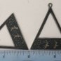 Vintage Sterling Silver Black Siam Niello Style Triangle Shape Earrings