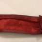 Red Leather Chico's Belt Large Silver Statement Buckle 32" Long Elastic Back