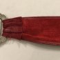 Red Leather Chico's Belt Large Silver Statement Buckle 32" Long Elastic Back