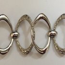 Vintage Crown Trifari Textured Smooth Chunky Silver Tone Links Oval Circles