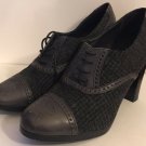J Crew Heels Gray Color Leather And Plaid Fabric Size 9 Excellent Condition