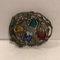 Really Unique Colorful Antique Pin W/ Stones Flowers