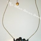 Betsey Johnson Black Double Heart Bow Necklace