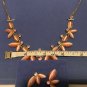 Avon Rhinestone Cats Eye Flower Drop Bib Necklace & Earrings Never Worn No Box