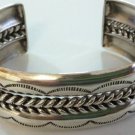 OLD HEAVY STAMPED NAVAJO SILVER HAND HAMMERED CUFF BRACELET