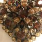 Gorgeous L. Danzic Brown Rhinestone Large Brooch Pin