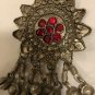 Unique Silver Hand Made Pendant W/ Red Accent