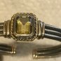 QVC Cable Cuff Bracelet CNA Thailand Solid 925 Sterling Silver 14K Gold