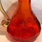 Pretty Hand Blown Orange Yellow Amberina Pitcher Unknown Maker Grapes Leaves
